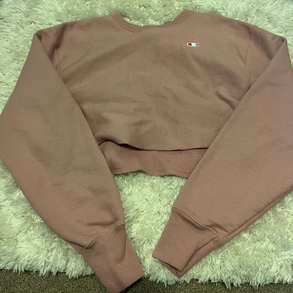 Pink cropped champion sweatshirt